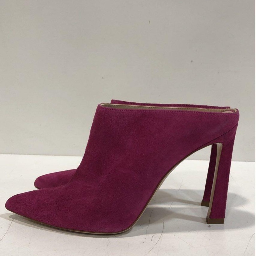 Women's Stuart Weitzman Fuchsia Suede Pointed-Toe Mule Heels Size 8.5